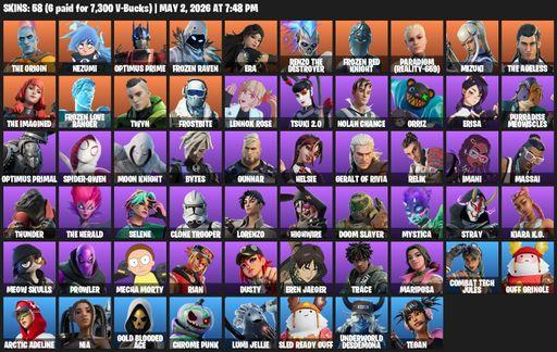 [PC/XBOX] | 58 skins | The Origin | Nezumi | Optimus Prime | Frozen Raven | Era | Renzo the Destroyer | Frozen Red Knight | Paradigm (Reality-659) | Full Access
