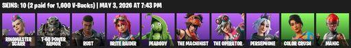 [PC/PSN/XBOX] | 10 skins | Ringmaster Scarr | T-60 Power Armor | Rust | Brite Raider | Peabody | The Machinist | The Operator | Persephone | Full Access