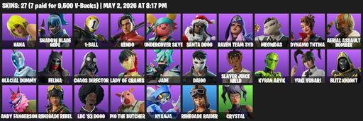 [PC/PSN/XBOX] | 27 skins | Renegade Raider | Hana | Shadow Blade Hope | 1-Ball | Kendo | Undercover Skye | Santa Dogg | Raven Team Syd | Meowdas | Full Access