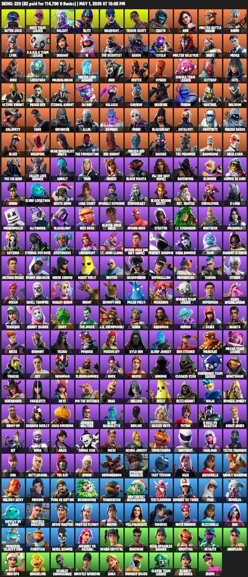 [PC/PSN/XBOX] | 229 skins | OG STW | Travis Scott | Galaxy | Lara Croft | Astro Jack | Rose Team Leader | Blitz | Warpaint | Zenith | Rox | Full Access