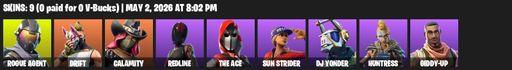 [PC/PSN/XBOX] | 9 skins | Rogue Agent | Drift | Calamity | Redline | The Ace | Sun Strider | DJ Yonder | Huntress | Giddy-up | Reckoning | Rift Edge | Full Access