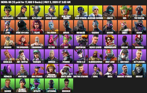 [PC/XBOX] | 55 skins | Take The L | The Reaper | Elite Agent | Omega | Trailblazer | Rogue Agent | Blue Team Leader | Blue Striker | Blizzard Bomber | Full Access