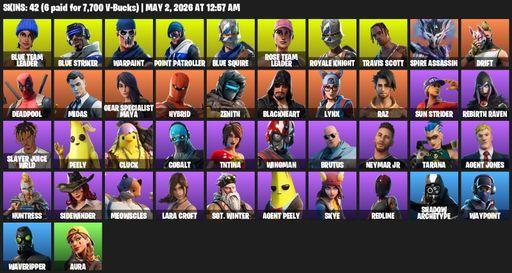 [PC/XBOX] | 42 skins | OG STW | Travis Scott | Royale Knight | Blue Squire | Lara Croft | Blue Team Leader | Blue Striker | Warpaint | Point Patroller | Full Access