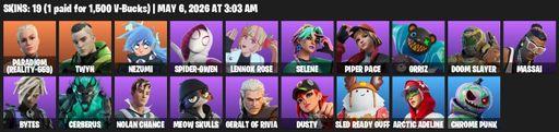 [PC/PSN/XBOX] | 19 skins | 650 V-bucks | Paradigm (Reality-659) | Twyn | Nezumi | Spider-Gwen | Lennox Rose | Selene | Piper Pace | Grriz | Full Access