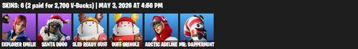 [PC/PSN/XBOX] | 6 skins | Explorer Emilie | Santa Dogg | Sled Ready Guff | Guff Gringle | Arctic Adeline | Mr. Dappermint | Snoop's Holladizzle Bass | Full Access