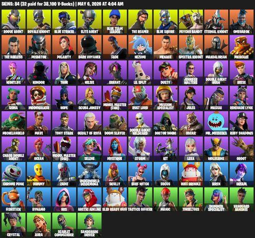 [PC] | 84 skins | Leviathan Axe | Take The L | Royale Knight | The Reaper | Elite Agent | Blue Squire | Rogue Agent | Blue Striker | Blue Team Leader | Full Access