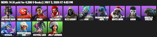 [PC/PSN] | 14 skins | The Night Rose | Hero Baymax | Kendo | Yulejacket | Blitz Knight | Jade | Shadow Blade Hope | Santa Dogg | Daigo | Full Access