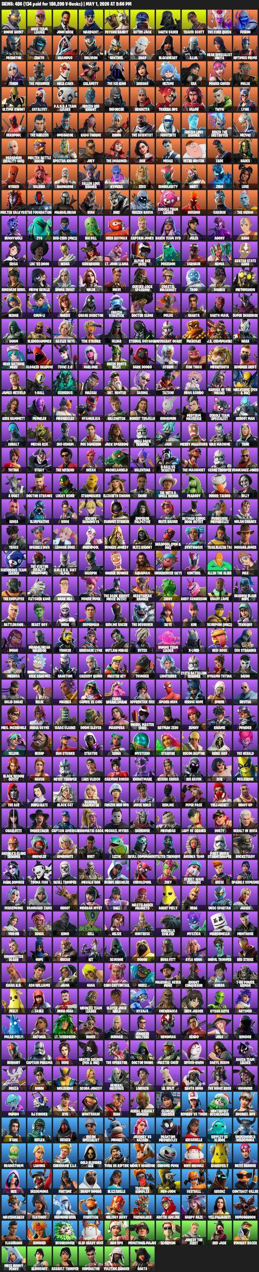 [PC/PSN/XBOX] | 486 skins | Merry Mint Axe | OG STW | Travis Scott | Rogue Agent | Rose Team Leader | John Wick | Warpaint | Psycho Bandit | Full Access