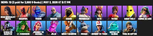 [PC/XBOX] | 19 skins | Gear Specialist Maya | Deadpool | Fusion | Brutus | Doggo | Meowscles | Skye | TNTina | Agent Peely | Cameo vs Chic | Full Access