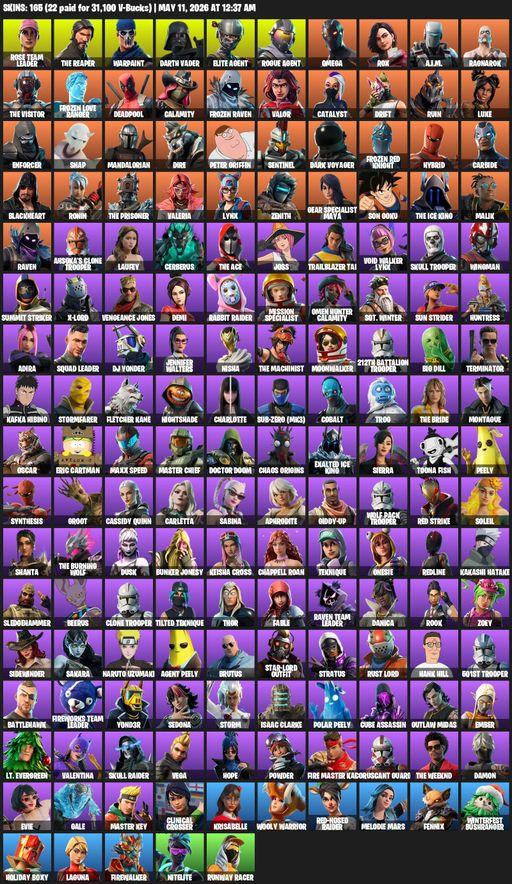 [PC/PSN] | 165 skins | Take The L | OG STW | The Reaper | Elite Agent | Omega | Rose Team Leader | Warpaint | Darth Vader | Rogue Agent | Rox | A.I.M. | Full Access