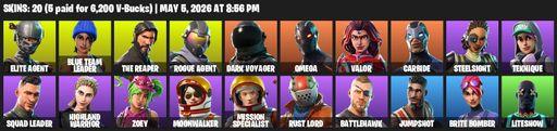 [PC/PSN/XBOX] | 20 skins | 900 V-bucks | Take The L | The Reaper | Elite Agent | Omega | Blue Team Leader | Rogue Agent | Dark Voyager | Valor | Full Access