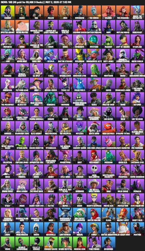 [PC] | 168 skins | Xander | Hades | Era | Malice | Zeus | Omegarok | The Origin | Valeria | The Imagined | Renzo the Destroyer | Spectra Knight | Full Access