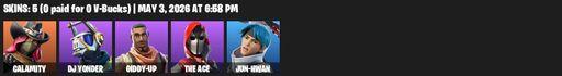 [PC/XBOX] | 5 skins | Calamity | DJ Yonder | Giddy-up | The Ace | Jun-Hwan | Reckoning | The Destroyer's Destroyer | Blade of the Waning Moon | Full Access