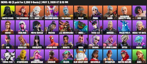 [PC/PSN/XBOX] | 40 skins | Darth Vader | The Imagined | Snap | The Cube Queen | The Origin | Malik | Torin | Ronin | Paradigm (Reality-659) | Evie | Full Access