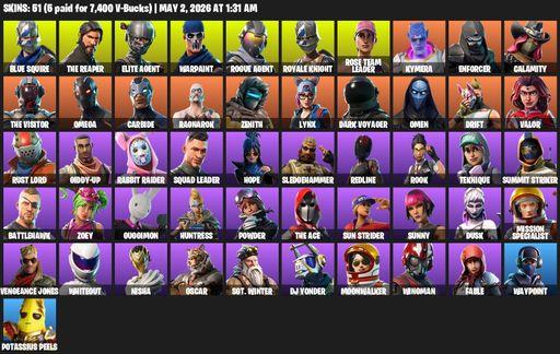 [PC/PSN/XBOX] | 51 skins | Take The L | OG STW | Royale Knight | The Reaper | Elite Agent | Blue Squire | Omega | Warpaint | Rogue Agent | Full Access