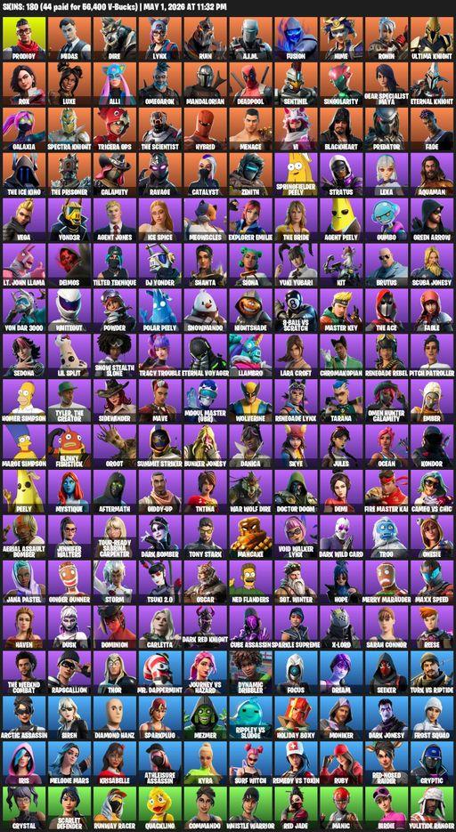[PC/PSN/XBOX] | 180 skins | 1100 V-bucks | Merry Mint Axe | Lara Croft | Prodigy | Midas | Dire | Lynx | Ruin | A.I.M. | Fusion | Hime | Ronin | Full Access