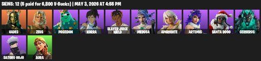[PC/PSN/XBOX] | 12 skins | Hades | Zeus | Poseidon | Korra | Slayer Juice WRLD | Medusa | Aphrodite | Artemis | Santa Dogg | Cerberus | Satoru Gojo | Full Access