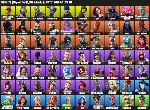 [PC/PSN/XBOX] | 70 skins | Take The L | OG STW | The Reaper | Elite Agent | Blue Squire | Omega | Rose Team Leader | Rogue Agent | Warpaint | Rox | Full Access