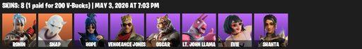 [PC/PSN/XBOX] | 8 skins | Ronin | Snap | Hope | Vengeance Jones | Oscar | Lt. John Llama | Evie | Shanta | Pairing Blades | Blade of the Waning Moon | Full Access