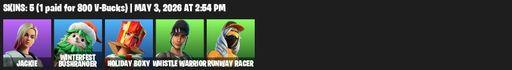 [PC/PSN/XBOX] | 5 skins | Jackie | Winterfest Bushranger | Holiday Boxy | Whistle Warrior | Runway Racer | The Destroyer's Destroyer | Full Access