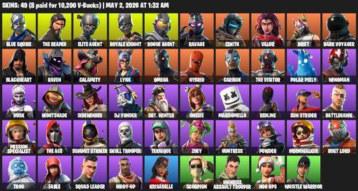[PC/PSN/XBOX] | 49 skins | Take The L | Royale Knight | The Reaper | Elite Agent | Blue Squire | Omega | Rogue Agent | Ravage | Zenith | Valor | Drift | Full Access