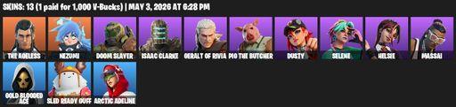 [PC/PSN/XBOX] | 13 skins | The Ageless | Nezumi | Doom Slayer | Isaac Clarke | Geralt of Rivia | Pig the Butcher | Dusty | Selene | Helsie | Massai | Full Access