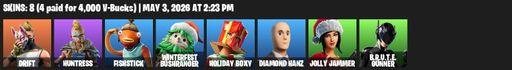 [PC/PSN/XBOX] | 8 skins | Drift | Huntress | Fishstick | Winterfest Bushranger | Holiday Boxy | Diamond Hanz | Jolly Jammer | B.R.U.T.E. Gunner | Full Access