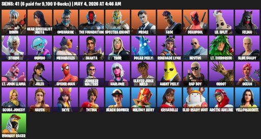 [PC/PSN/XBOX] | 41 skins | Ronin | Gear Specialist Maya | Omegarok | The Foundation | Spectra Knight | Midas | Fade | Deadpool | Lil Split | Felina | Full Access