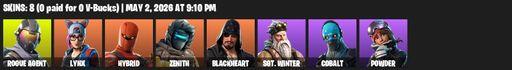 [PC/PSN/XBOX] | 8 skins | Rogue Agent | Lynx | Hybrid | Zenith | Blackheart | Sgt. Winter | Cobalt | Powder | Scorcher | Scratchmark | Dragon's Claw | Full Access