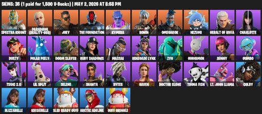 [PC/PSN/XBOX] | 35 skins | 1050 V-bucks | Spectra Knight | Paradigm (Reality-659) | Joey | The Foundation | Kymera | Ronin | Omegarok | Nezumi | Full Access