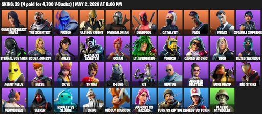 [PC/XBOX] | 39 skins | Gear Specialist Maya | The Scientist | Fusion | Ultima Knight | Mandalorian | Deadpool | Catalyst | Fade | Midas | Full Access