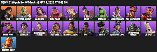 [PC/PSN] | 21 skins | Era | Spectra Knight | Mariposa | Fish Thicc | Mae | Relik | Peabody | Nolan Chance | The Machinist | Rian | Piper Pace | Full Access