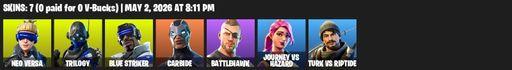 [PC/PSN/XBOX] | 7 skins | Neo Versa | Trilogy | Blue Striker | Carbide | Battlehawk | Journey vs Hazard | Turk vs Riptide | Controller | Gale Force | Full Access