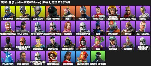 [PC/PSN/XBOX] | 37 skins | Floss | Take The L | Royale Knight | Elite Agent | Blue Squire | Dark Voyager | Drift | Carbide | Omni-Man | Full Access