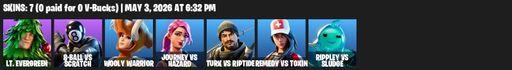 [PC/PSN/XBOX] | 7 skins | Lt. Evergreen | 8-Ball vs Scratch | Wooly Warrior | Journey vs Hazard | Turk vs Riptide | Remedy vs Toxin | Full Access