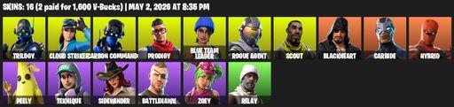 [PC/PSN/XBOX] | 16 skins | Trilogy | Cloud Striker | Carbon Commando | Prodigy | Blue Team Leader | Rogue Agent | Scout | Blackheart | Carbide | Full Access
