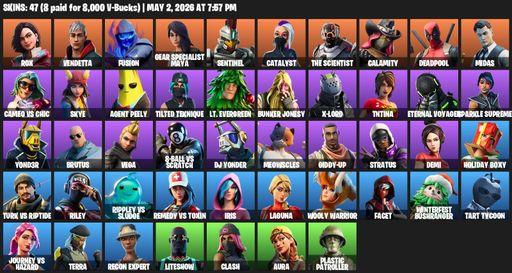 [PC/PSN/XBOX] | 47 skins | Rox | Vendetta | Fusion | Gear Specialist Maya | Sentinel | Catalyst | The Scientist | Calamity | Deadpool | Midas | Full Access