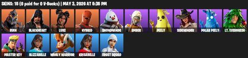 [PC/PSN/XBOX] | 15 skins | Ruin | Blackheart | Luxe | Hybrid | Snowmando | Ember | Peely | Sidewinder | Polar Peely | Lt. Evergreen | Master Key | Full Access