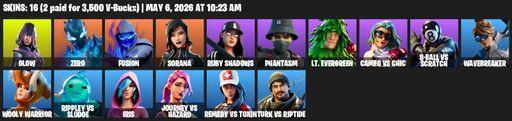[PC/PSN/XBOX] | 16 skins | Glow | Zero | Fusion | Sorana | Ruby Shadows | Phantasm | Lt. Evergreen | Cameo vs Chic | 8-Ball vs Scratch | Wavebreaker | Full Access