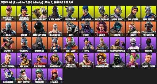 [PC/PSN/XBOX] | 44 skins | 1950 V-bucks | Take The L | Floss | OG STW | Black Knight | Sparkle Specialist | Royale Knight | The Reaper | Elite Agent | Full Access