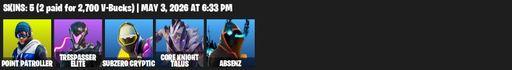 [PC/XBOX] | 5 skins | Point Patroller | Trespasser Elite | Subzero Cryptic | Core Knight Talus | Absenz | Spellwork Scimitar | Snowtooth | Full Access