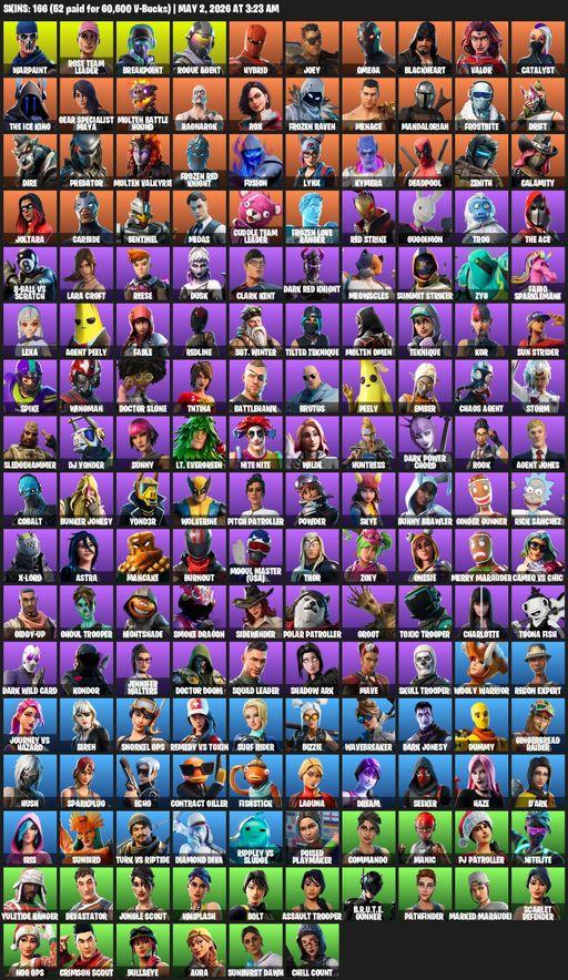 [PC/PSN] | 166 skins | Merry Mint Axe | Leviathan Axe | OG STW | Omega | Lara Croft | Warpaint | Rose Team Leader | Breakpoint | Rogue Agent | Hybrid | Full Access