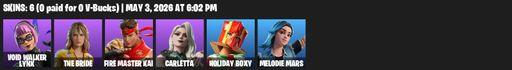 [PC/PSN] | 6 skins | Void Walker Lynx | The Bride | FIRE Master Kai | Carletta | Holiday Boxy | Melodie Mars | Poison's Kiss | Secret Scimitars | Full Access