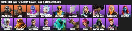[PC/PSN/XBOX] | 19 skins | Mandalorian | Joey | Kymera | Rick Sanchez | Wolverine | Guggimon | Thor | Doctor Slone | Ghost Rider | Mystique | Storm | Full Access