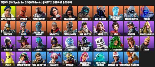[PC/PSN/XBOX] | 39 skins | Royale Bomber | Hybrid | The Scientist | Rox | Blackheart | Zenith | The Ice King | Frozen Love Ranger | Frozen Raven | Full Access