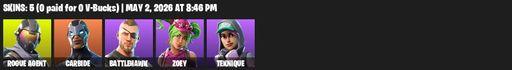 [PC/PSN/XBOX] | 5 skins | Rogue Agent | Carbide | Battlehawk | Zoey | Teknique | Lug Axe | Positron | Gale Force | Lollipopper | Default Pickaxe | Full Access