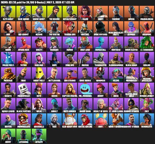 [PC/PSN/XBOX] | 83 skins | Take The L | Royale Knight | The Reaper | Elite Agent | Blue Squire | Omega | Rogue Agent | Valor | Drift | Carbide | Full Access