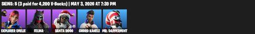 [PC/PSN/XBOX] | 5 skins | Explorer Emilie | Felina | Santa Dogg | Chord Kahele | Mr. Dappermint | Secret Scimitars | The Fangler | Flux Silvera | Full Access