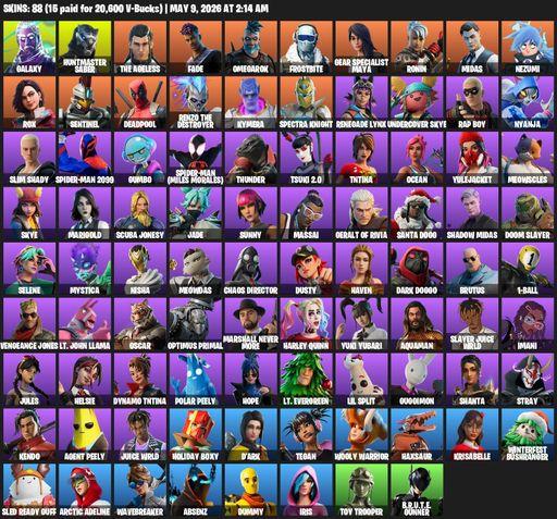[PC/PSN] | 88 skins | Galaxy | Huntmaster Saber | The Ageless | Fade | Omegarok | Frostbite | Gear Specialist Maya | Ronin | Midas | Nezumi | Rox | Full Access