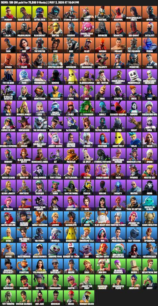 [PC/XBOX] | 186 skins | Travis Scott | Omega | Prodigy | Astro Jack | Zenith | Eternal Knight | Drift | Sentinel | Deadpool | Gear Specialist Maya | Full Access